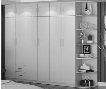 Tủ quần áo gỗ MDF rộng 290cm mầu trắng 